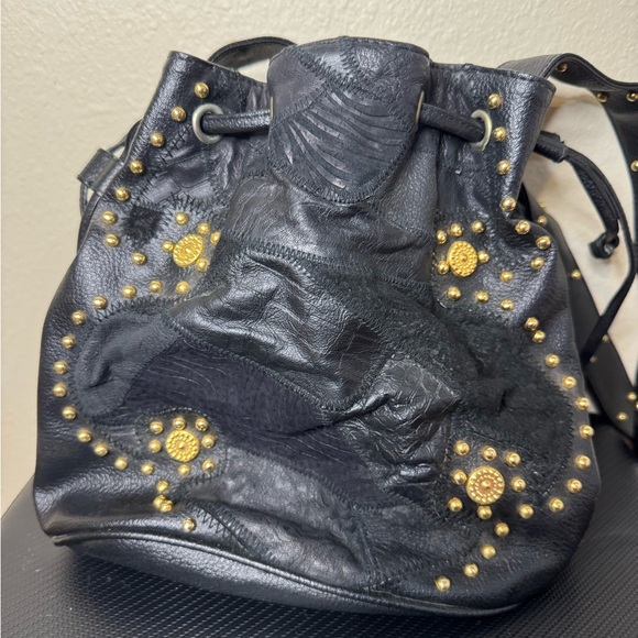 Handbags - Black Leather Studded Women's Bag